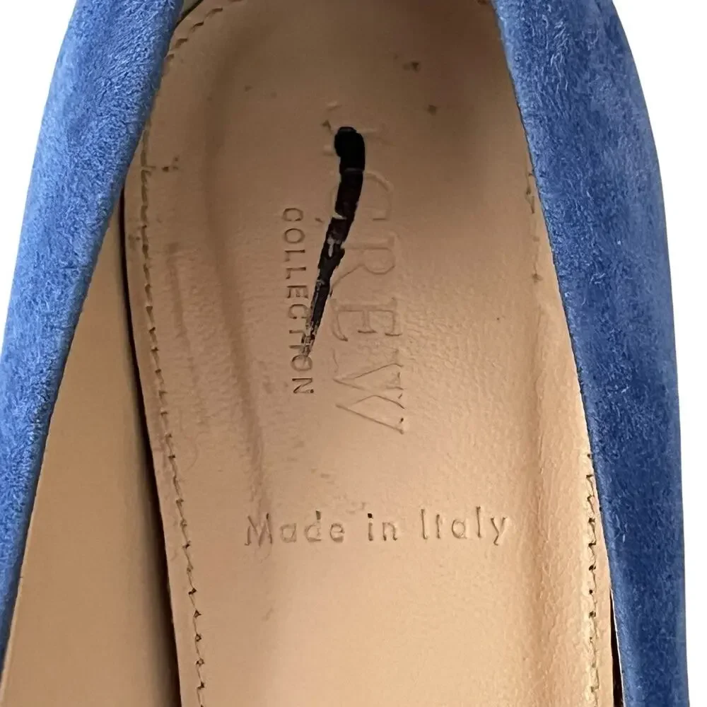 J Crew COLLECTION Dulci Suede Kitten Heels Women’s Size 7.5 Jeweled Blue Italy